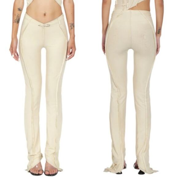 Sami Miro Vintage Cream Ivory Mesh Open Seam Asymmetric Pants - XS - Picture 1 of 14